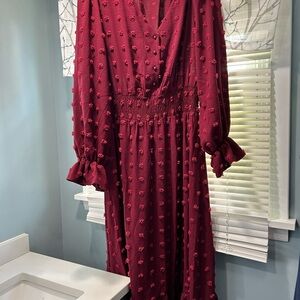 Elegant Burgundy Button-Down Dress